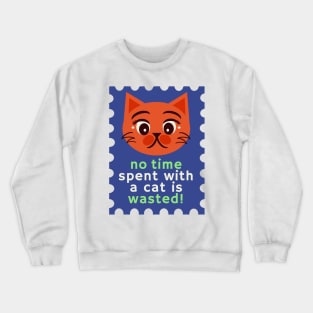 Cute Cat Mail Postal Stamp Crewneck Sweatshirt